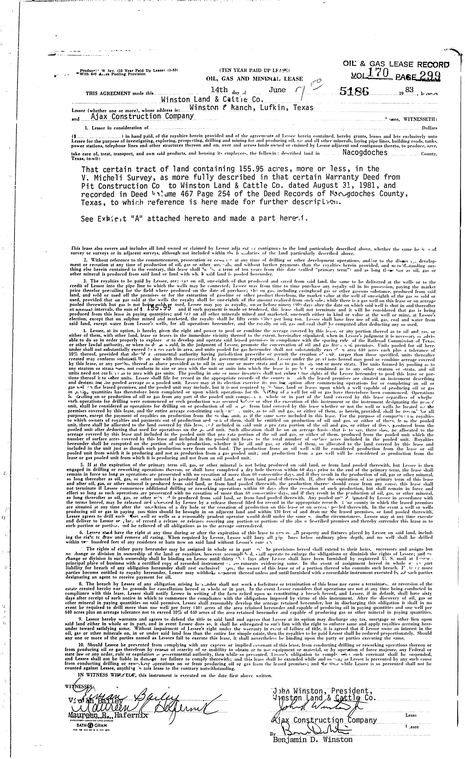 Winston Land & Cattle Co Inc. - Recorded Oil-Gas Lse (Doc #21226479)